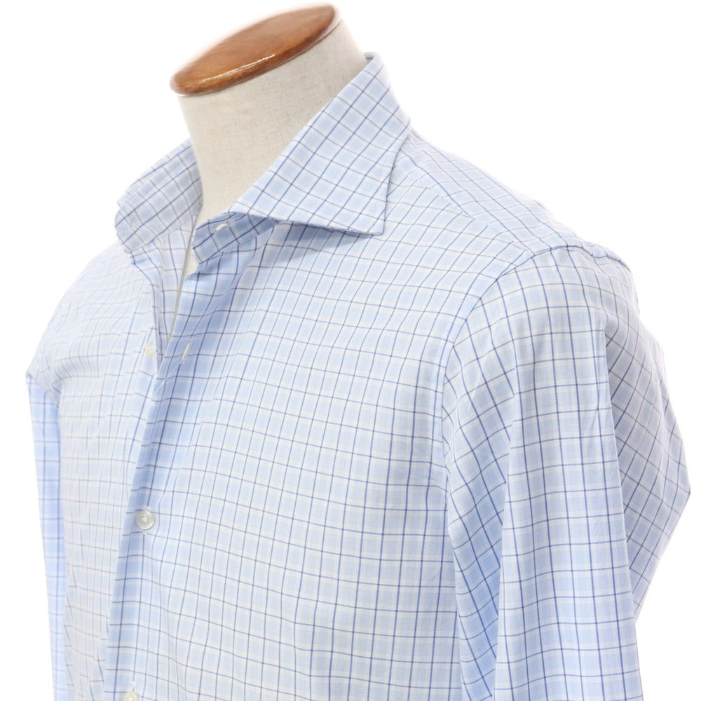 [Used] BEAMS HEART Cotton Check Wide Collar Dress Shirt Light Blue x White [Size 39] [BLU] [S/S/A/W] [Condition Rank B] ​​[Men&