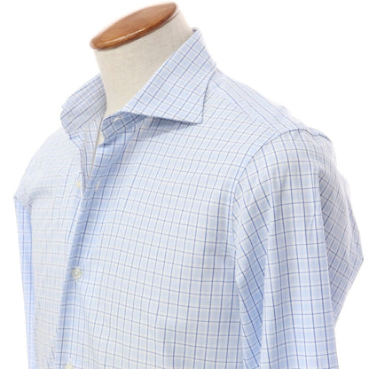 [Used] BEAMS HEART Cotton Check Wide Collar Dress Shirt Light Blue x White [Size 39] [BLU] [S/S/A/W] [Condition Rank B] ​​[Men&