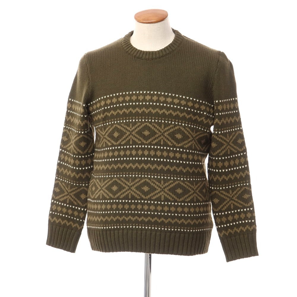 【中古】【未使用】バナナリパブリック Banana Republic コットンナイロンウール クルーネックニット オリーブ【サイズL】【KAK】【A/W】【状態ランクS】【メンズ】【768991】