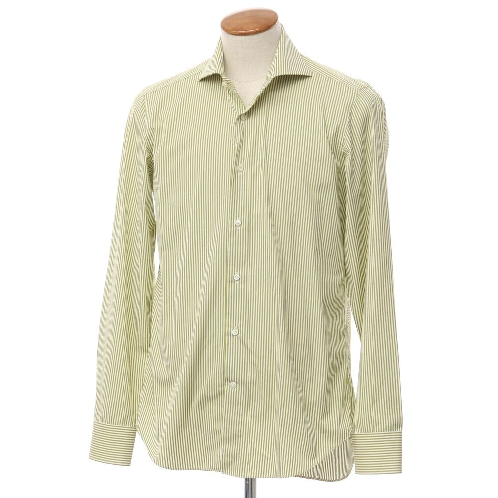 [Used] GIANGI Striped Wide Collar Dress Shirt Light Olive x White [Size 40] [GRN] [S/S/A/W] [Condition Rank B] ​​[Men&