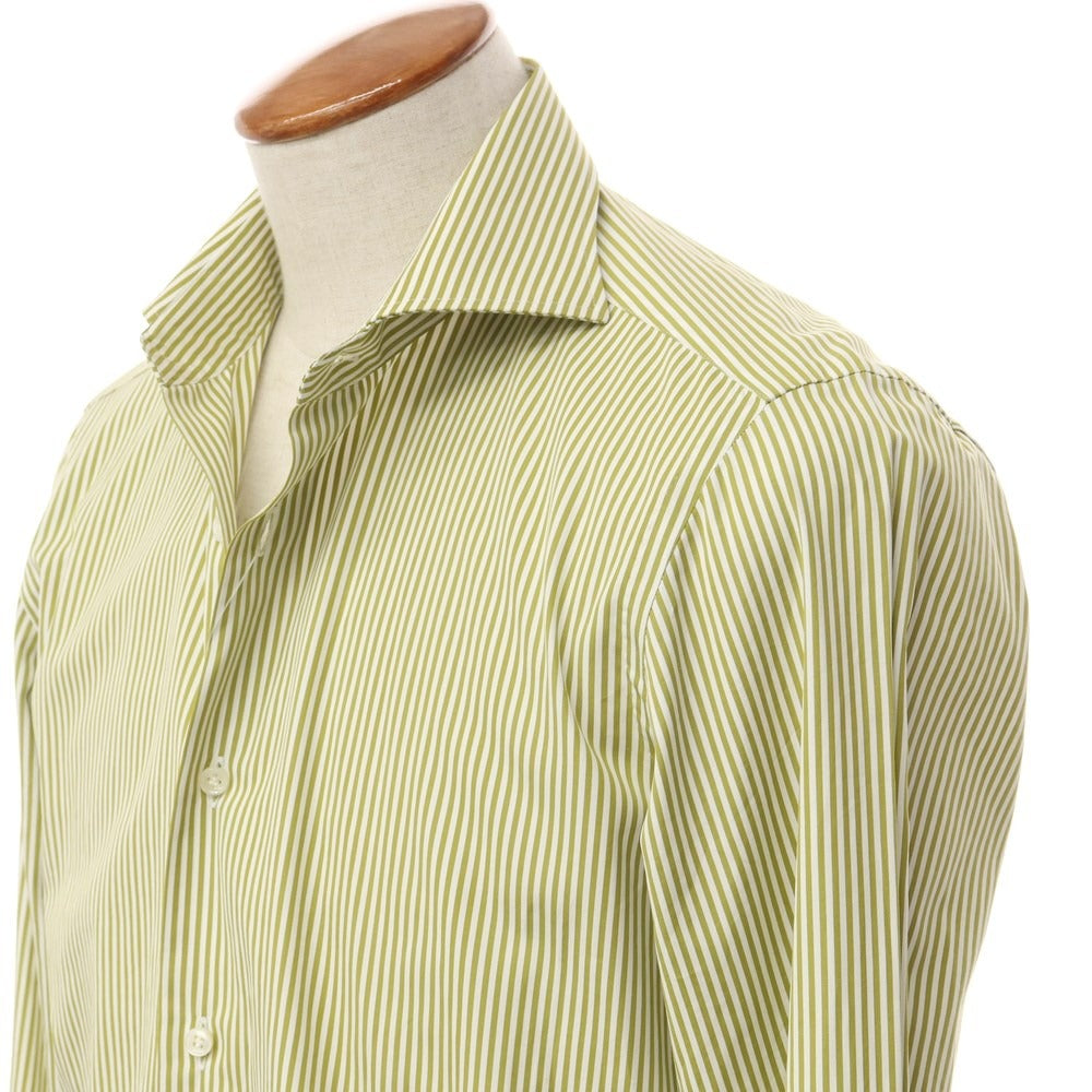 [Used] GIANGI Striped Wide Collar Dress Shirt Light Olive x White [Size 40] [GRN] [S/S/A/W] [Condition Rank B] ​​[Men&