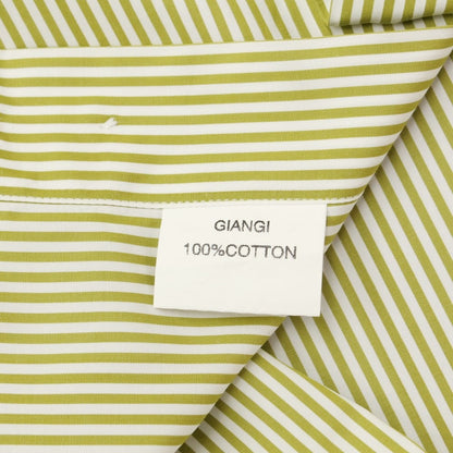 [Used] GIANGI Striped Wide Collar Dress Shirt Light Olive x White [Size 40] [GRN] [S/S/A/W] [Condition Rank B] ​​[Men&