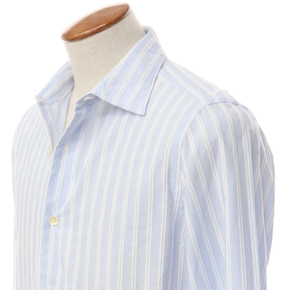 【中古】フィナモレ Finamore パイルストライプ カジュアルシャツ ライトブルーxホワイト【サイズ40】【BLU】【S/S/A/W】【状態ランクB】【メンズ】【769275】