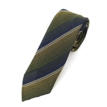 [Used] Atto Vannucci Striped Fresco Sette Pieghe Silk Tie Navy x Ocher [NVY] [S/S] [Condition Rank B] ​​[Men&