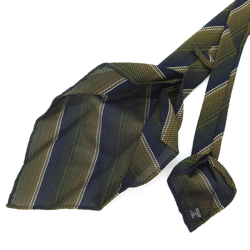 [Used] Atto Vannucci Striped Fresco Sette Pieghe Silk Tie Navy x Ocher [NVY] [S/S] [Condition Rank B] ​​[Men&