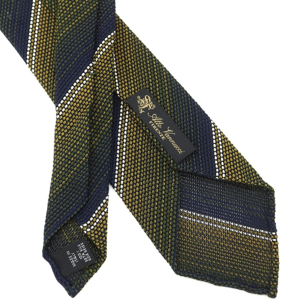[Used] Atto Vannucci Striped Fresco Sette Pieghe Silk Tie Navy x Ocher [NVY] [S/S] [Condition Rank B] ​​[Men&