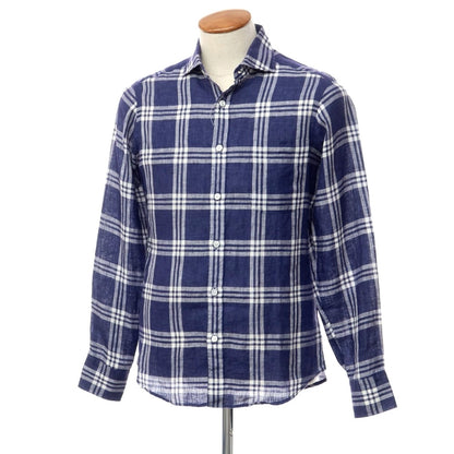 【中古】フェアファクス FAIRFAX リネン チェック カジュアルシャツ ネイビーxホワイト【サイズM】【NVY】【S/S】【状態ランクB】【メンズ】【769275】
