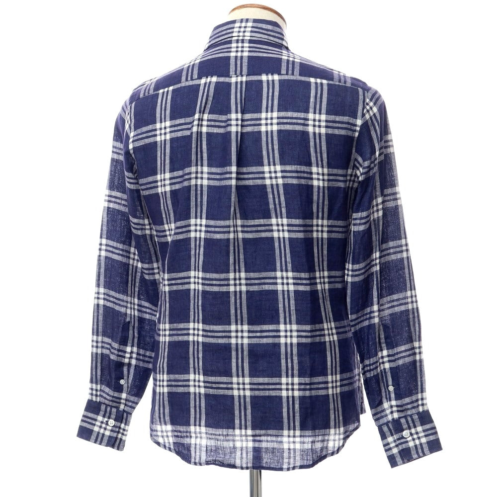 【中古】フェアファクス FAIRFAX リネン チェック カジュアルシャツ ネイビーxホワイト【サイズM】【NVY】【S/S】【状態ランクB】【メンズ】【769275】