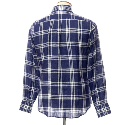 【中古】フェアファクス FAIRFAX リネン チェック カジュアルシャツ ネイビーxホワイト【サイズM】【NVY】【S/S】【状態ランクB】【メンズ】【769275】
