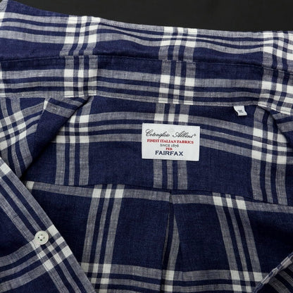 【中古】フェアファクス FAIRFAX リネン チェック カジュアルシャツ ネイビーxホワイト【サイズM】【NVY】【S/S】【状態ランクB】【メンズ】【769275】