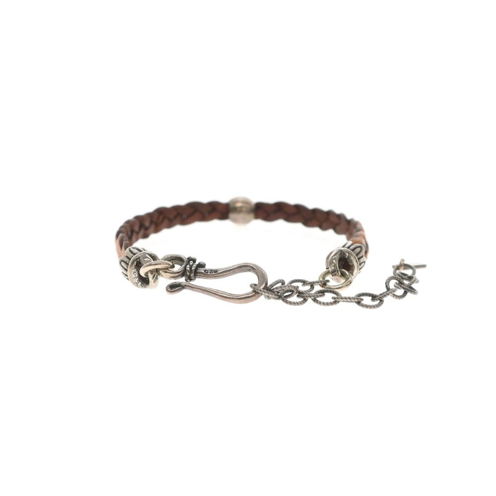 【中古】チャンルー CHAN LUU 編み込みレザー×シルバー ブレスレット ブラウン【BRW】【S/S/A/W】【状態ランクB】【メンズ】【769275】