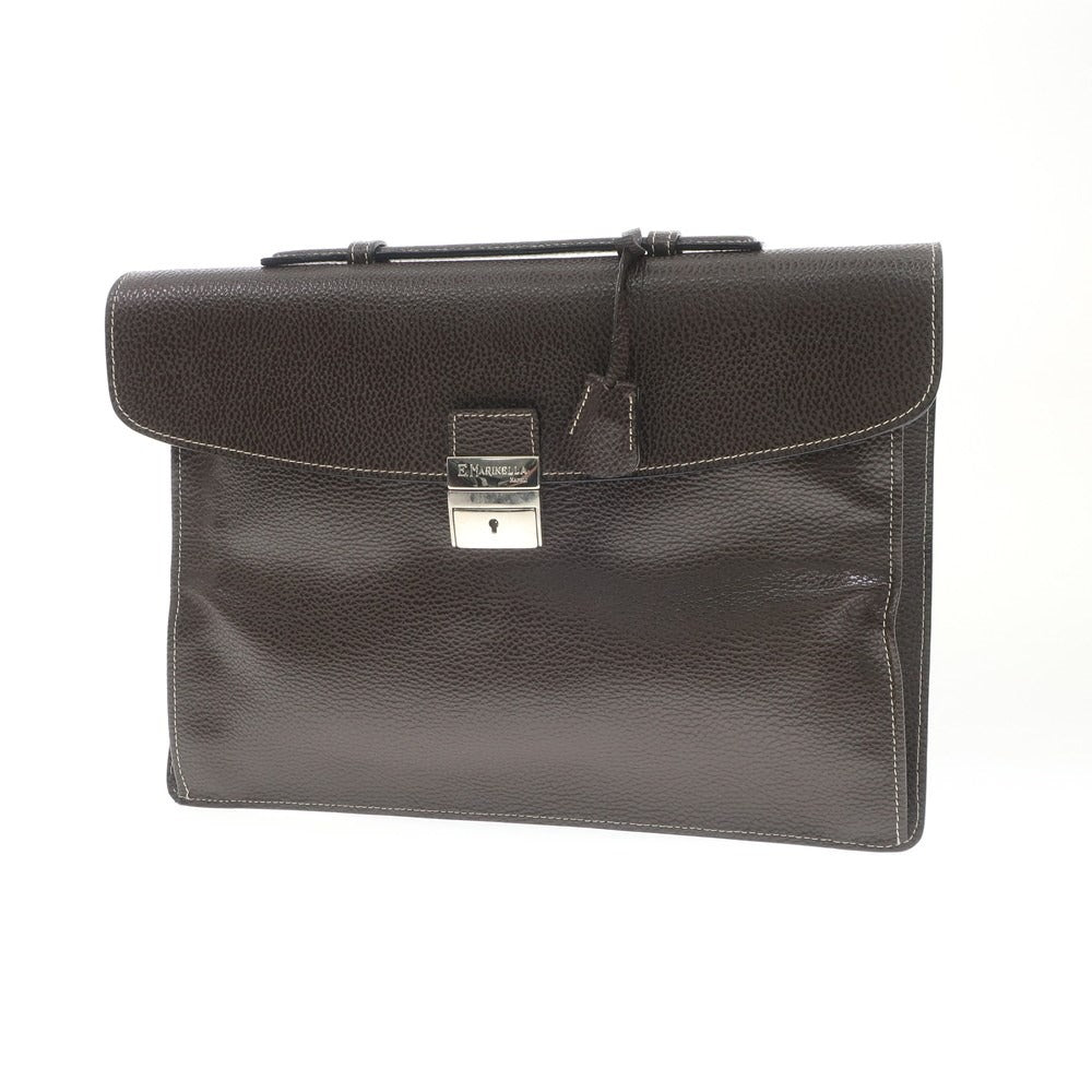 [Used] E.MARINELLA Leather Briefcase Clutch Bag Brown [W38.5xH14,26.5] [BRW] [S/S/A/W] [Condition Rank A] [Men&
