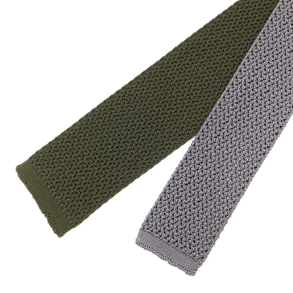 [Used] E.MARINELLA Reversible Silk Knit Tie Gray x Olive [GRY] [S/S/A/W] [Condition Rank B] ​​[Men&