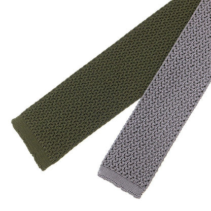 [Used] E.MARINELLA Reversible Silk Knit Tie Gray x Olive [GRY] [S/S/A/W] [Condition Rank B] ​​[Men&