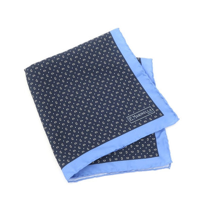[Used] E.MARINELLA Silk Print Pocket Square Navy x Blue [NVY] [S/S/A/W] [Condition Rank B] ​​[Men&
