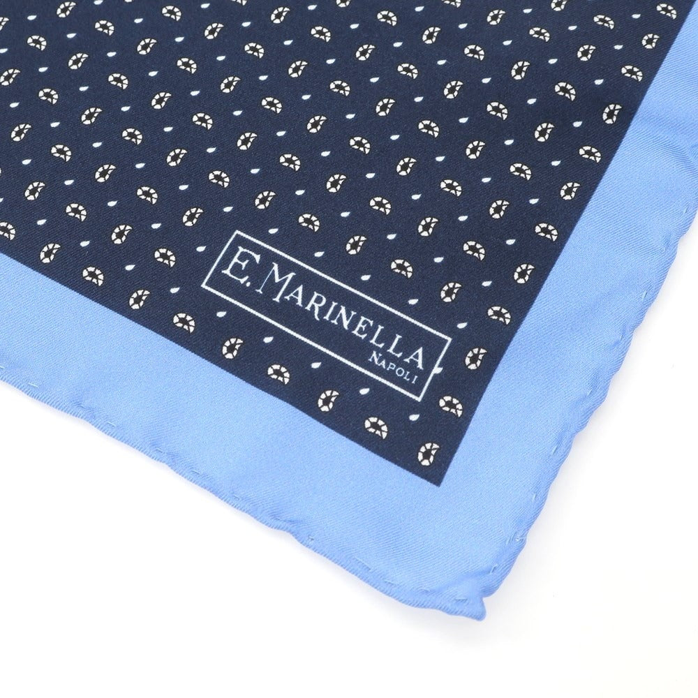 [Used] E.MARINELLA Silk Print Pocket Square Navy x Blue [NVY] [S/S/A/W] [Condition Rank B] ​​[Men&