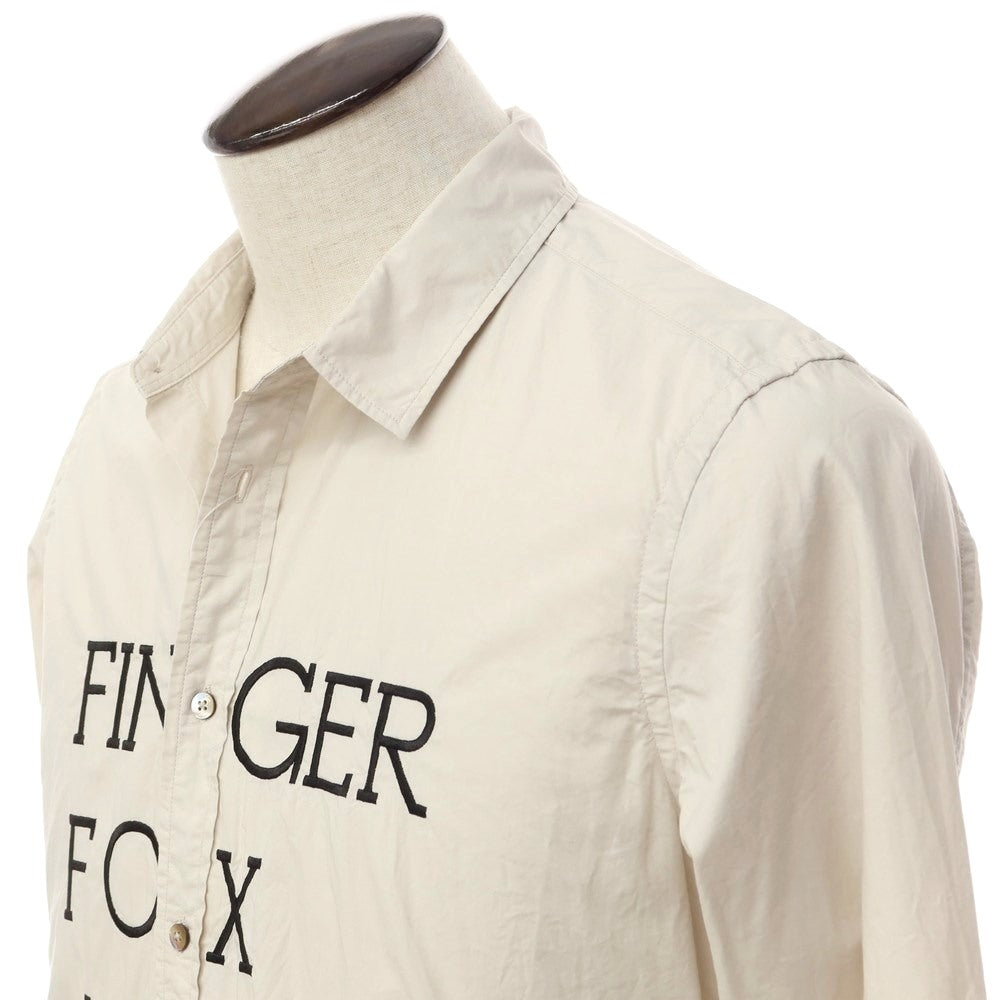 フィンガーフォックスアンドシャツ FINGER FOX AND SHIRTS コットン 刺繍 シャツ ベージュ【サイズL】【メンズ】