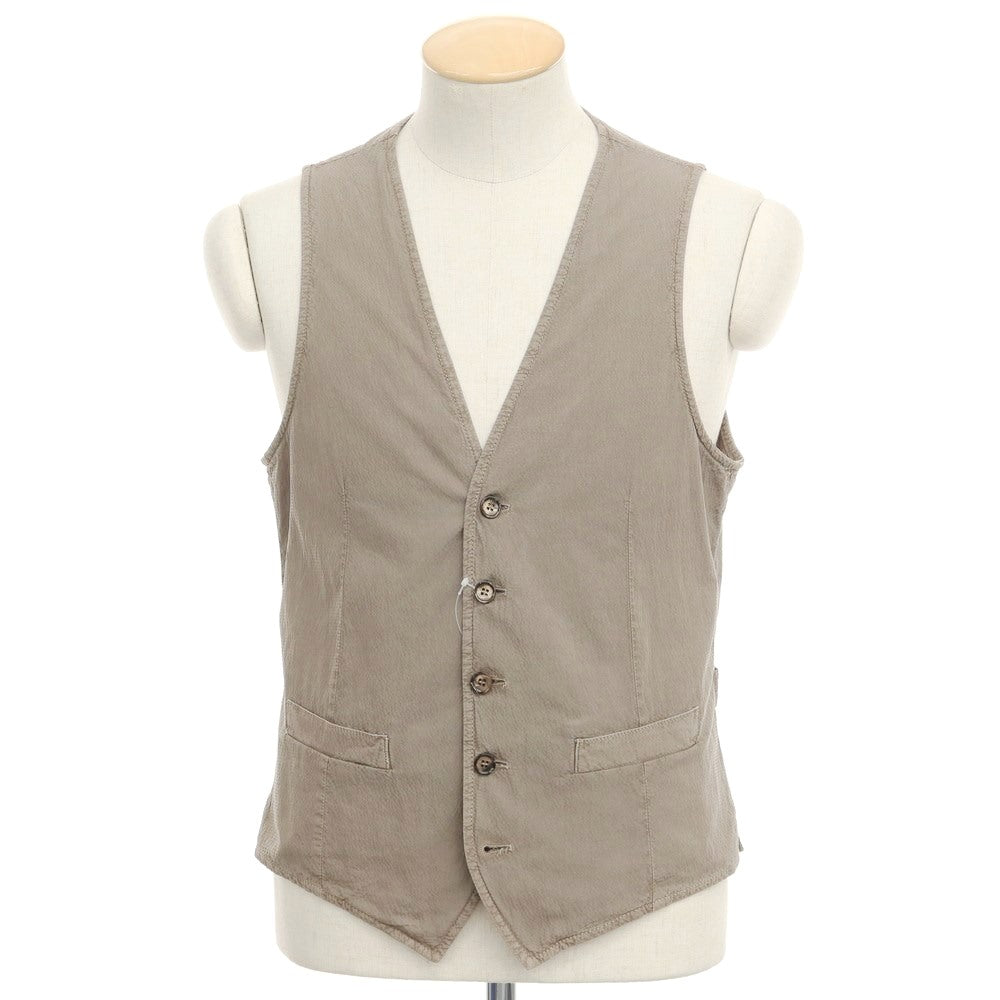 [New] LBM1911 Seersucker Stretch Cotton Gilet Vest Dark Greige [Size 46] [GRY] [S/S] [Condition Rank N] [Men&