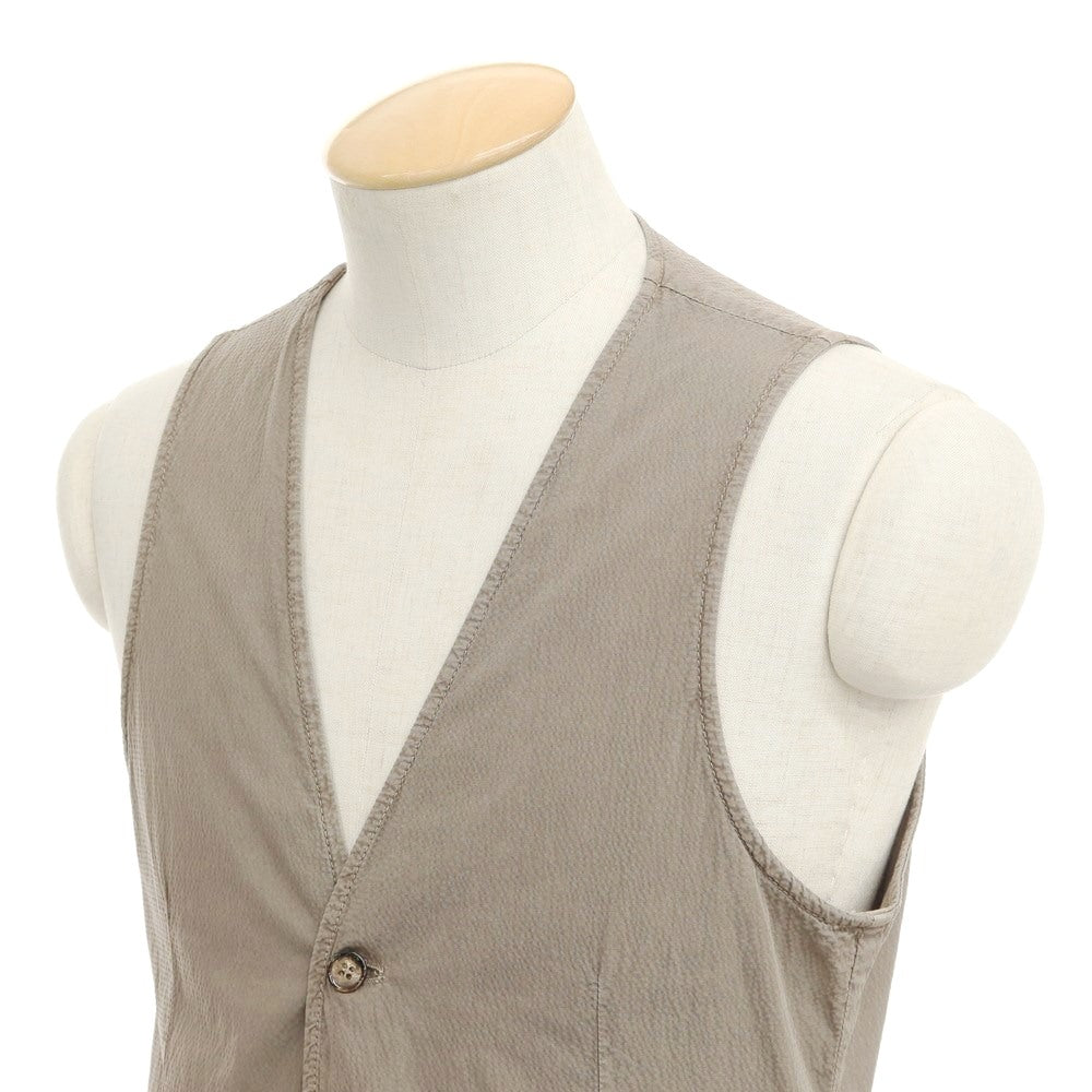 [New] LBM1911 Seersucker Stretch Cotton Gilet Vest Dark Greige [Size 46] [GRY] [S/S] [Condition Rank N] [Men&