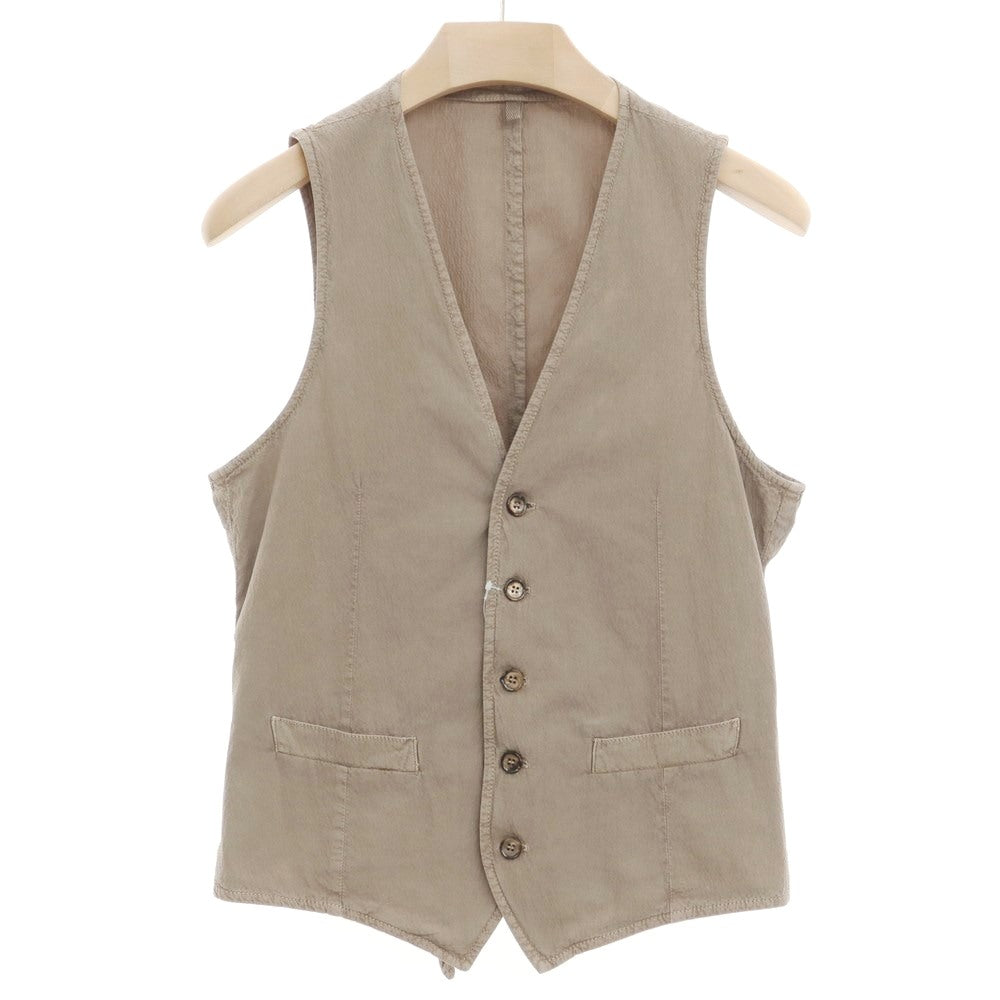 [New] LBM1911 Seersucker Stretch Cotton Gilet Vest Dark Greige [Size 46] [GRY] [S/S] [Condition Rank N] [Men&