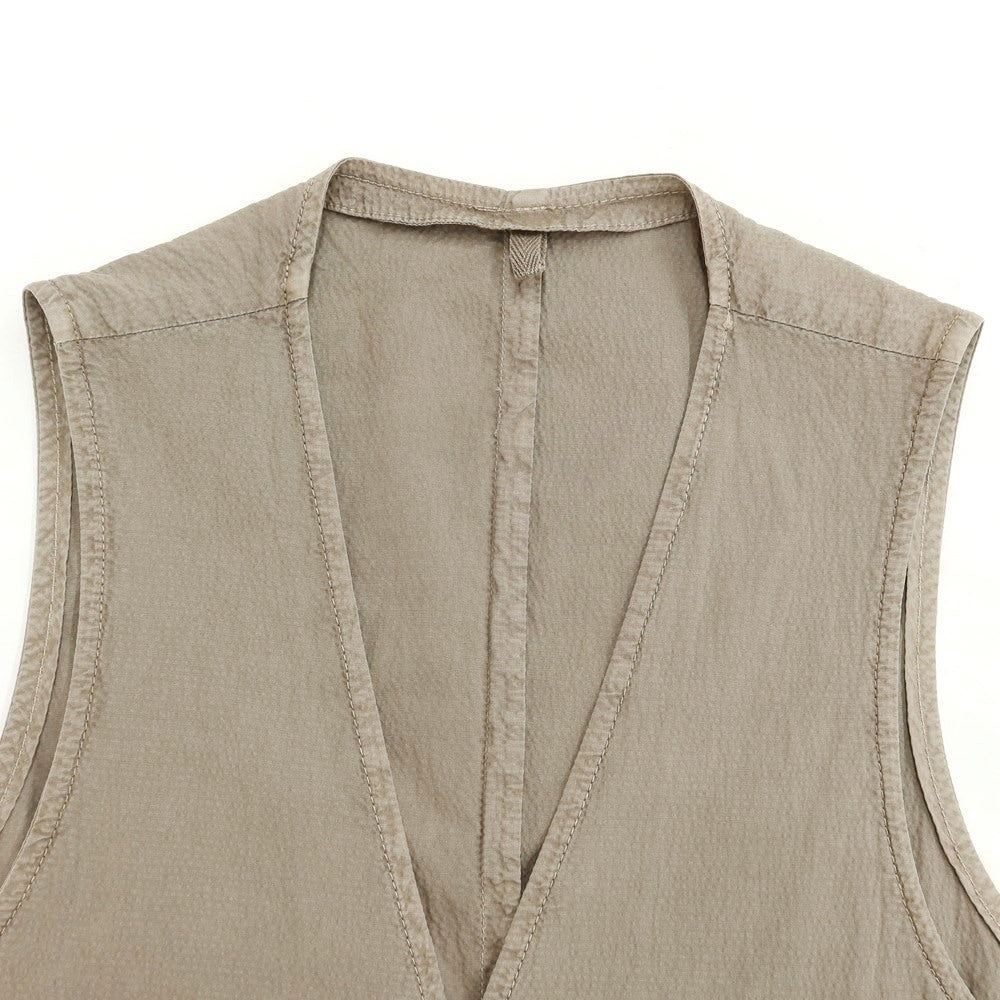 [New] LBM1911 Seersucker Stretch Cotton Gilet Vest Dark Greige [Size 46] [GRY] [S/S] [Condition Rank N] [Men&