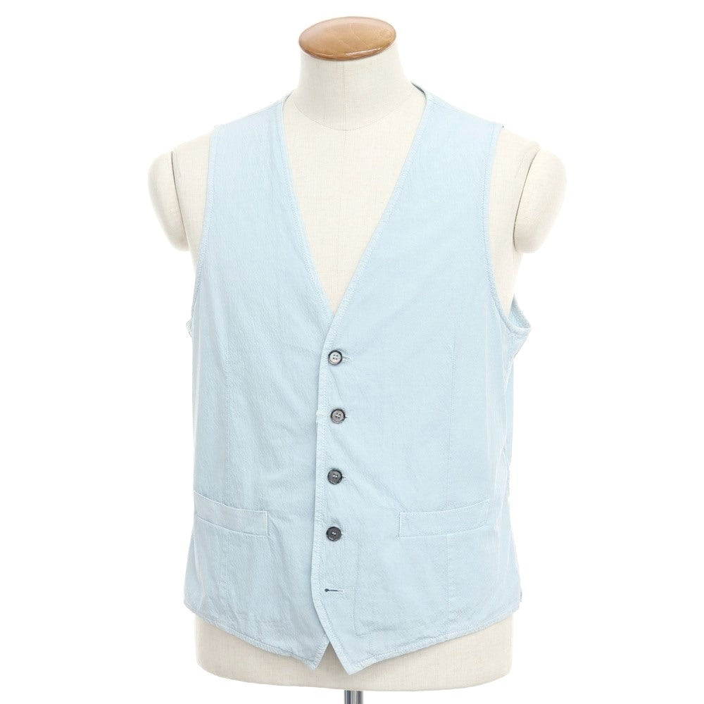 [New Outlet] LBM1911 Seersucker Stretch Cotton Gilet Vest Light Blue [Size 48] [BLU] [S/S] [Condition Rank N-] [Men&