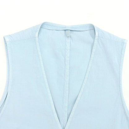 [New Outlet] LBM1911 Seersucker Stretch Cotton Gilet Vest Light Blue [Size 48] [BLU] [S/S] [Condition Rank N-] [Men&