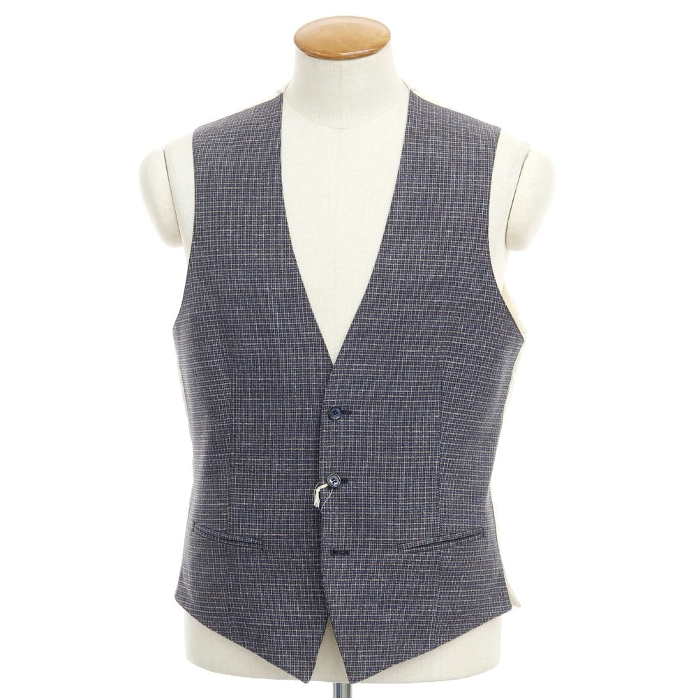 [New] LBM1911 Cotton Check Gilet Vest Navy x Brown [Size 48] [NVY] [S/S] [Condition Rank N] [Men&