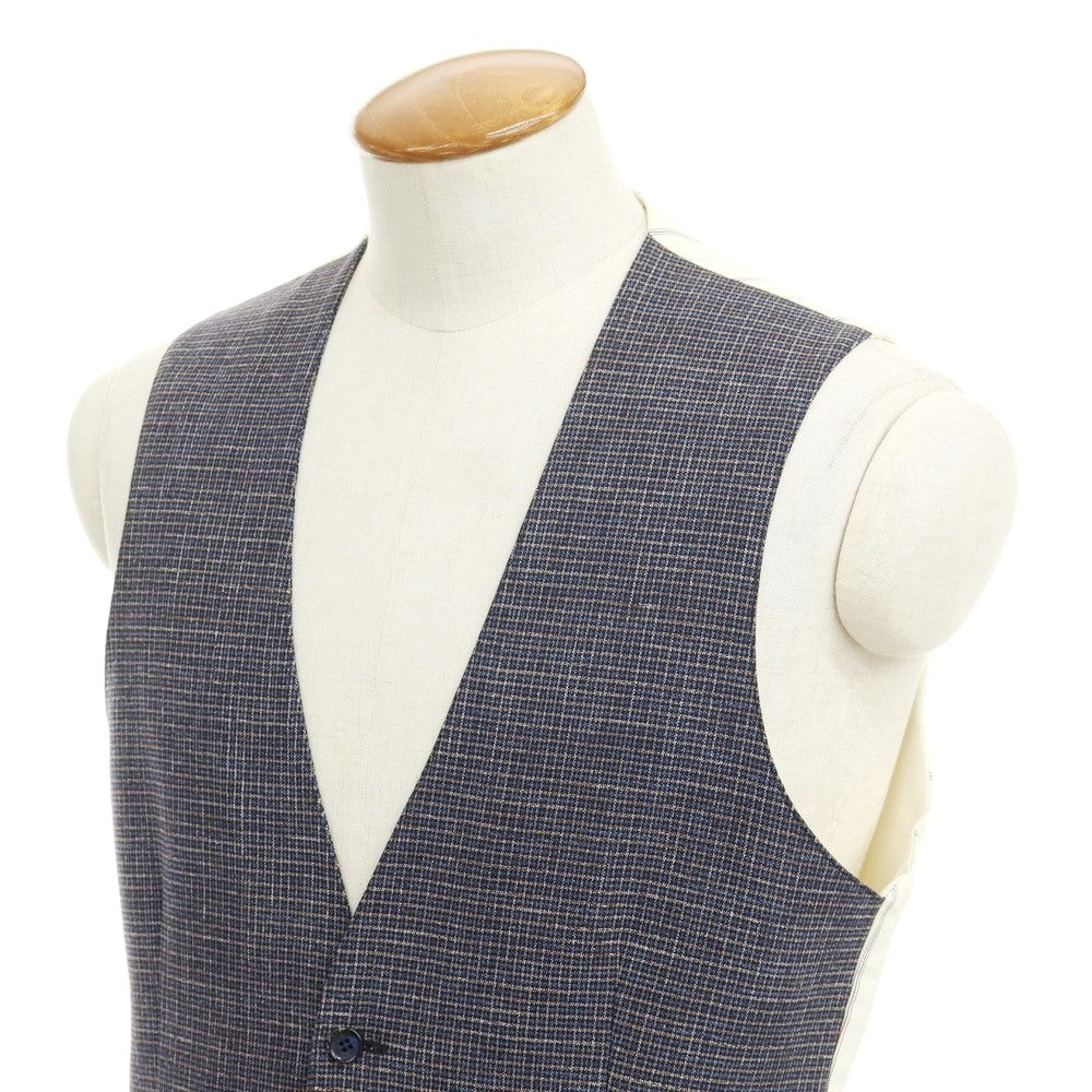 [New] LBM1911 Cotton Check Gilet Vest Navy x Brown [Size 48] [NVY] [S/S] [Condition Rank N] [Men&