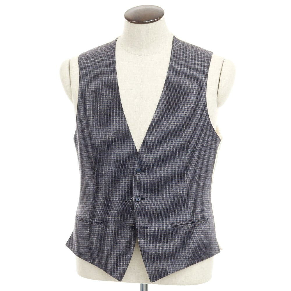 [New] LBM1911 Cotton Check Gilet Vest Navy x Brown [Size 50] [NVY] [S/S] [Condition Rank N] [Men&