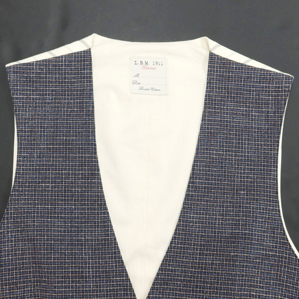 [New] LBM1911 Cotton Check Gilet Vest Navy x Brown [Size 50] [NVY] [S/S] [Condition Rank N] [Men&