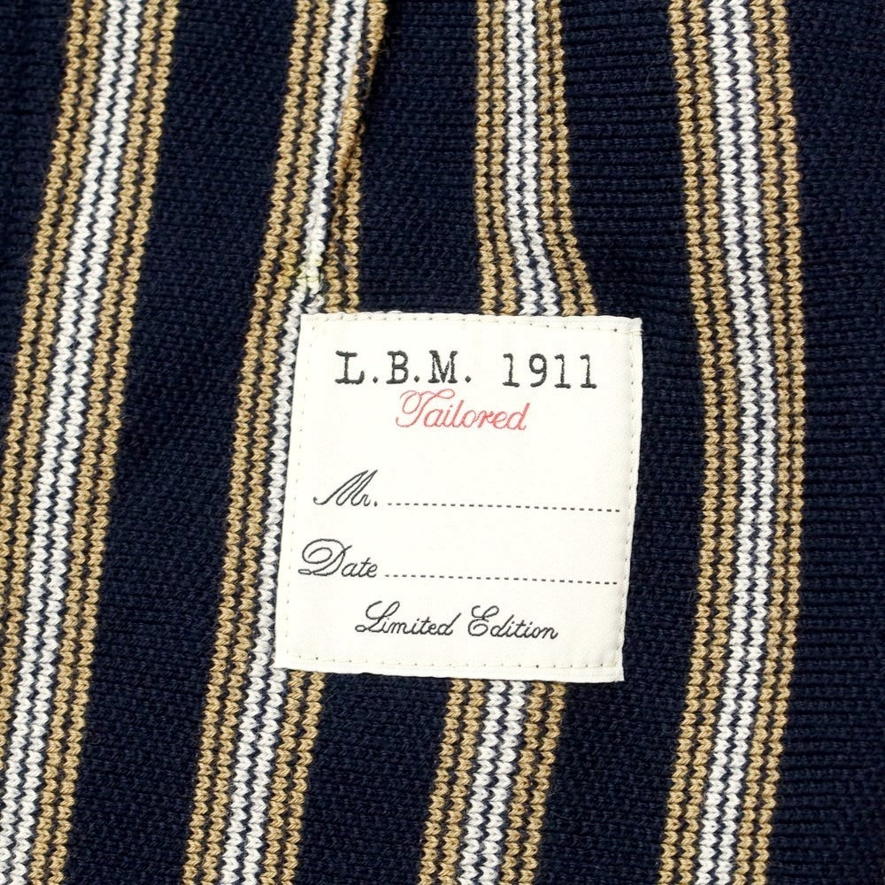 [New] LBM1911 Mid-gauge cotton striped knit jacket Navy x Brown [Size 48] [NVY] [S/S] [Condition Rank N] [Men&