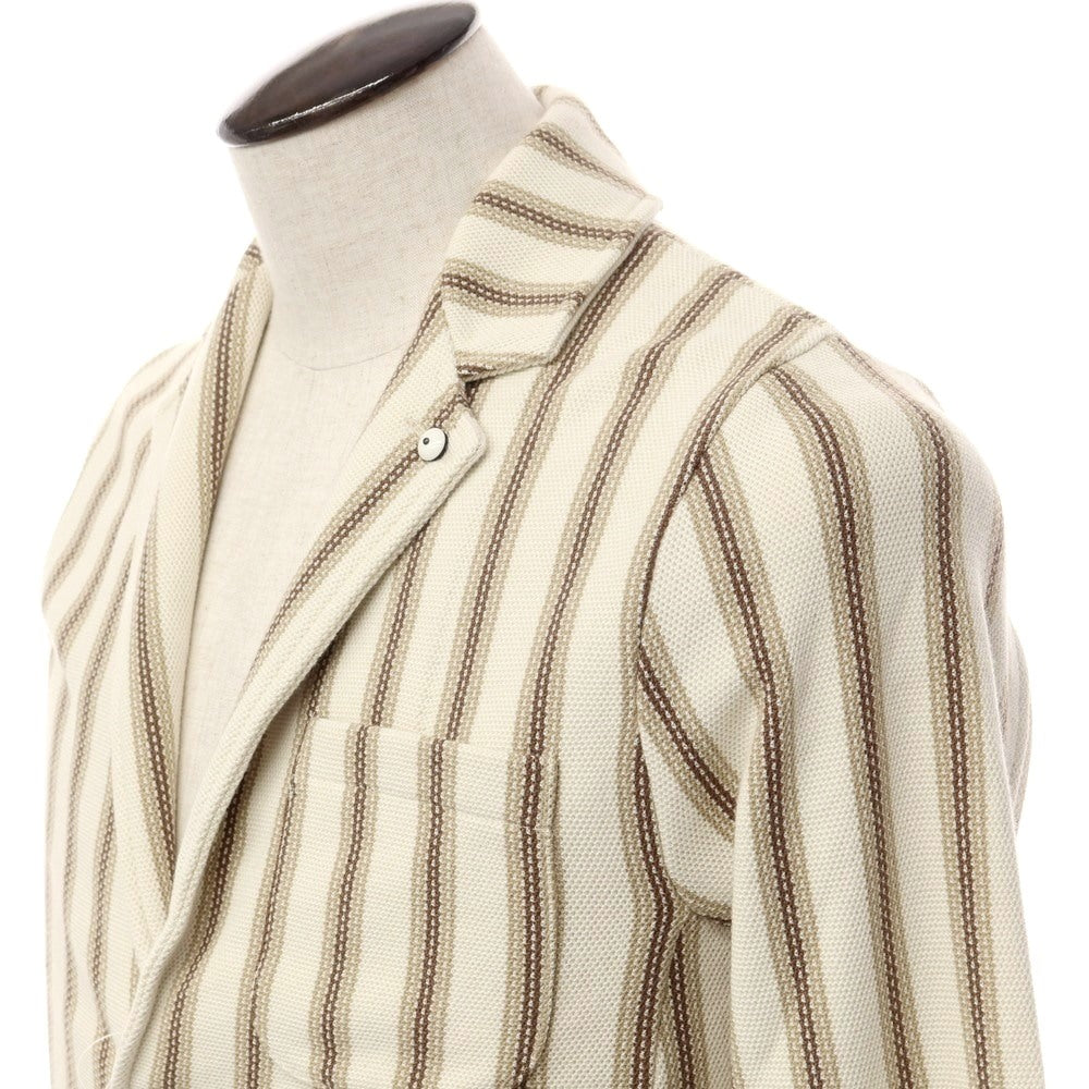 [New] LBM1911 Mid-gauge cotton striped knit jacket, ivory x beige [Size 48] [WHT] [S/S] [Condition Rank N] [Men&