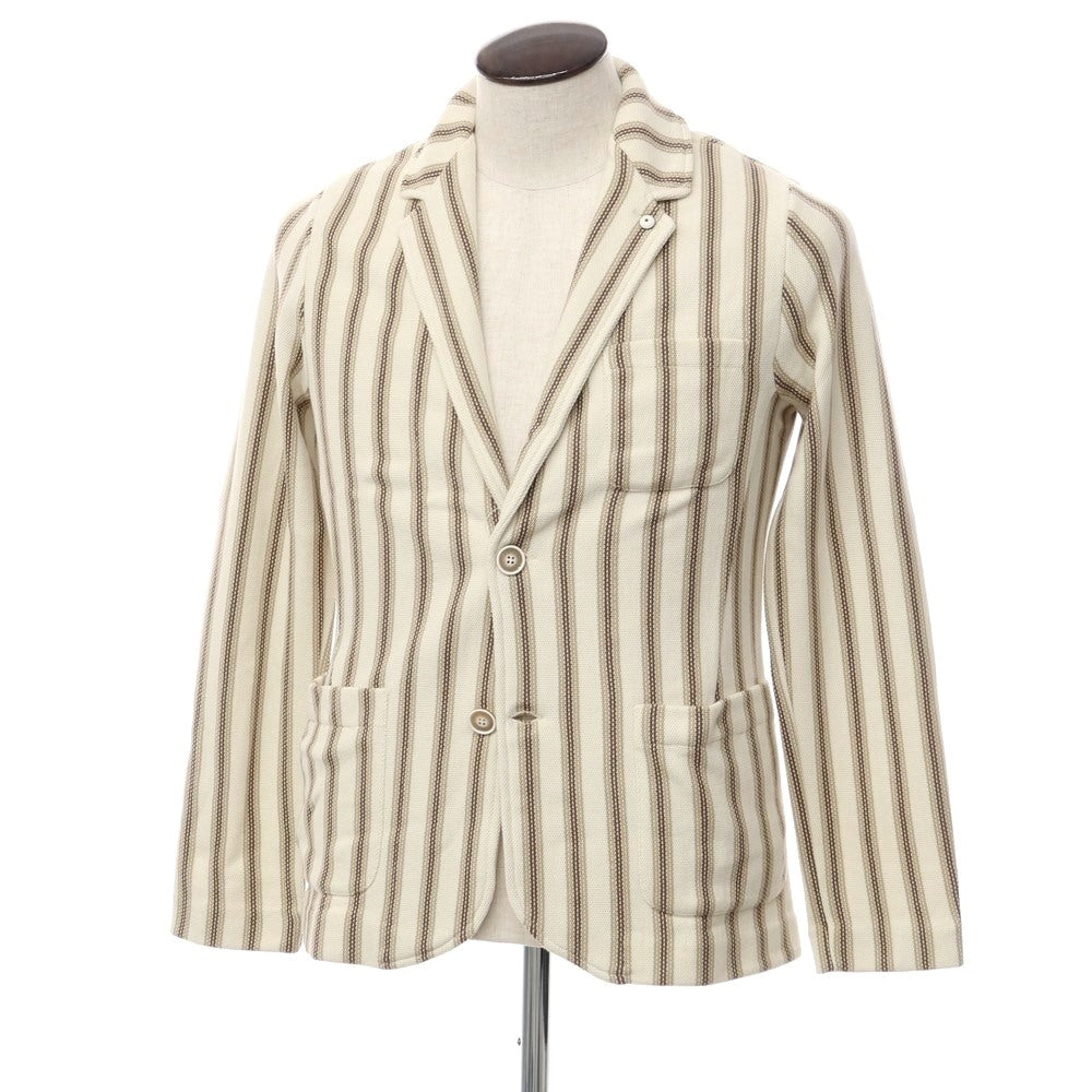 [New] LBM1911 Mid-gauge cotton striped knit jacket, ivory x beige [Size 50] [WHT] [S/S] [Condition Rank N] [Men&