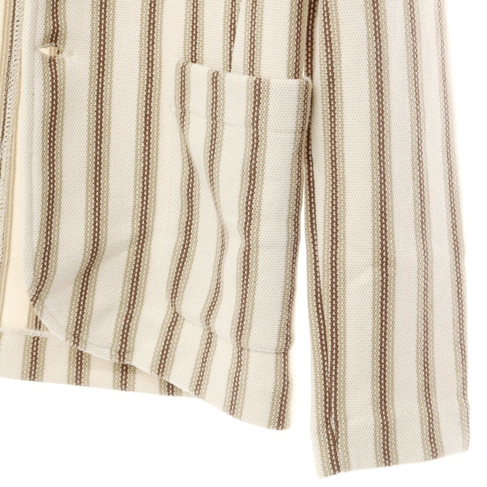 [New] LBM1911 Mid-gauge cotton striped knit jacket, ivory x beige [Size 50] [WHT] [S/S] [Condition Rank N] [Men&