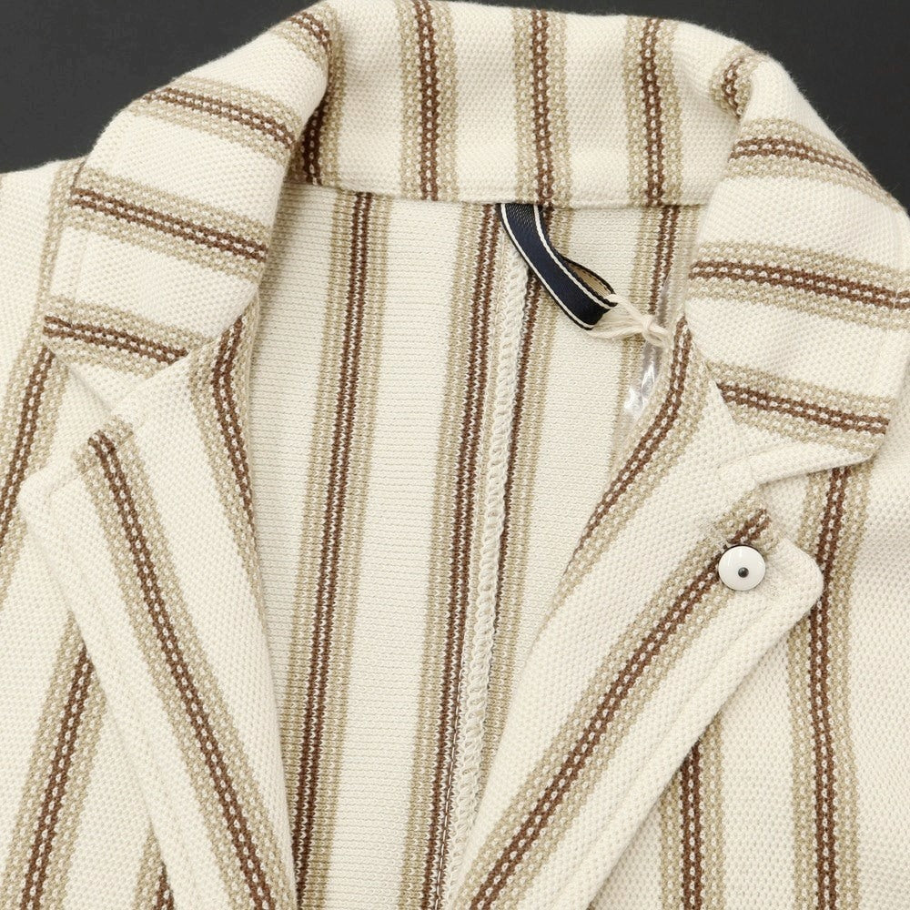 [New] LBM1911 Mid-gauge cotton striped knit jacket, ivory x beige [Size 50] [WHT] [S/S] [Condition Rank N] [Men&