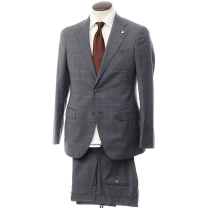 [New] Luigi Bianchi Mantova Wool Check 2-Button Suit Grey [Size 50] [GRY] [S/S] [Condition Rank N] [Men&