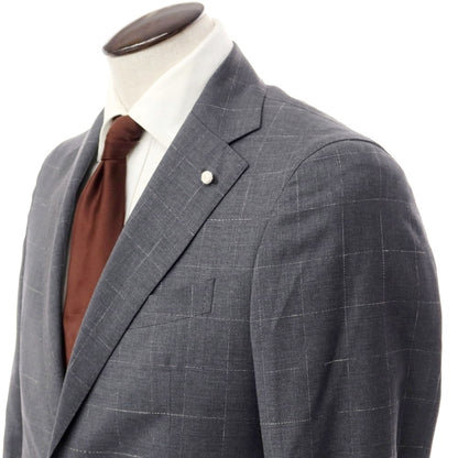 [New] Luigi Bianchi Mantova Wool Check 2-Button Suit Grey [Size 50] [GRY] [S/S] [Condition Rank N] [Men&