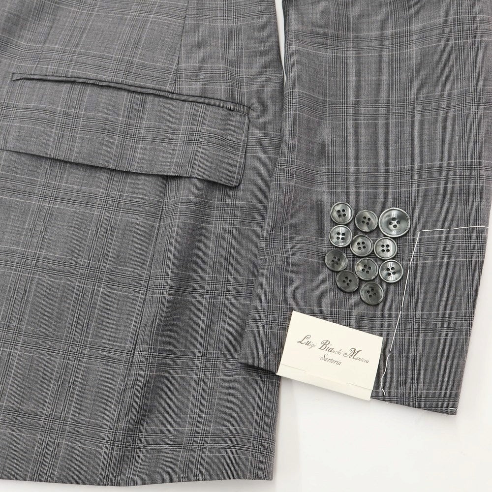 [New] Luigi Bianchi Mantova Wool Check Tailored Jacket Grey [Size 50] [GRY] [S/S] [Condition Rank N] [Men&