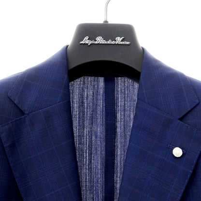 [New] Luigi Bianchi Mantova Wool Check Tailored Jacket Navy x Dark Blue [Size 50] [NVY] [S/S] [Condition Rank N] [Men&