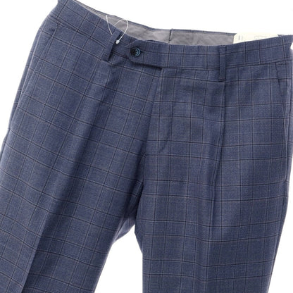【新品】ルイジ ビアンキ マントヴァ Luigi Bianchi Mantova ウール チェック ドレススラックスパンツ ダークスモークブルー【サイズ46】【NVY】【S/S】【状態ランクN】【メンズ】【769276】