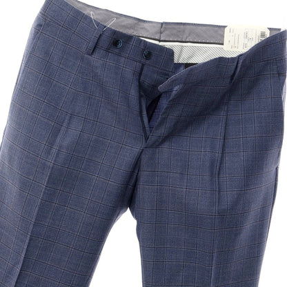 【新品】ルイジ ビアンキ マントヴァ Luigi Bianchi Mantova ウール チェック ドレススラックスパンツ ダークスモークブルー【サイズ46】【NVY】【S/S】【状態ランクN】【メンズ】【769276】