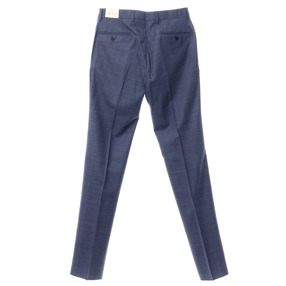 【新品】ルイジ ビアンキ マントヴァ Luigi Bianchi Mantova ウール チェック ドレススラックスパンツ ダークスモークブルー【サイズ46】【NVY】【S/S】【状態ランクN】【メンズ】【769276】