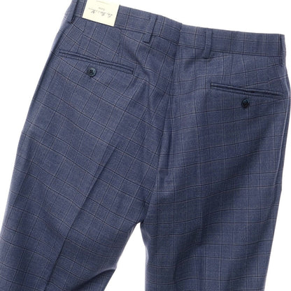 【新品】ルイジ ビアンキ マントヴァ Luigi Bianchi Mantova ウール チェック ドレススラックスパンツ ダークスモークブルー【サイズ46】【NVY】【S/S】【状態ランクN】【メンズ】【769276】