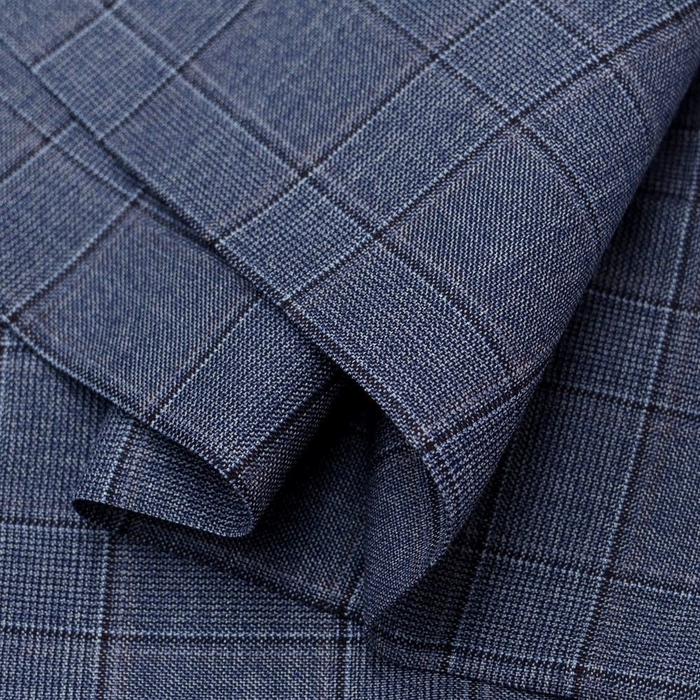 【新品】ルイジ ビアンキ マントヴァ Luigi Bianchi Mantova ウール チェック ドレススラックスパンツ ダークスモークブルー【サイズ46】【NVY】【S/S】【状態ランクN】【メンズ】【769276】