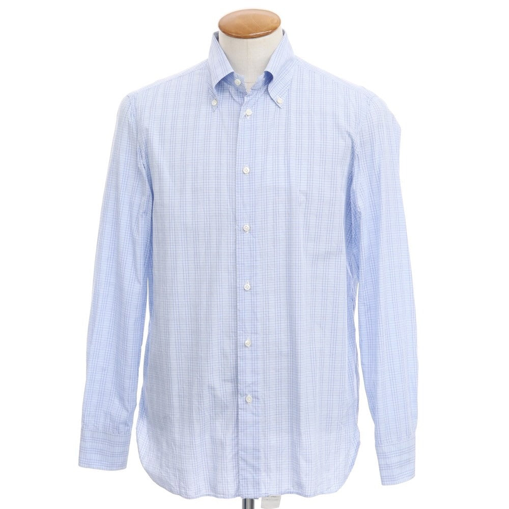 【中古】ルイジ ボレッリ Luigi Borrelli コットン ボタンダウンシャツ ブルーxホワイト【サイズ39】【BLU】【S/S/A/W】【状態ランクB】【メンズ】【769196】