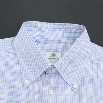 【中古】ルイジ ボレッリ Luigi Borrelli コットン ボタンダウンシャツ ブルーxホワイト【サイズ39】【BLU】【S/S/A/W】【状態ランクB】【メンズ】【769196】