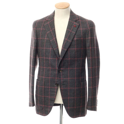 [Used] ISAIA SAILOR wool check tailored jacket, grayish blue x brown x pink [size 44] [BLU] [A/W] [Condition rank B] ​​[Men&