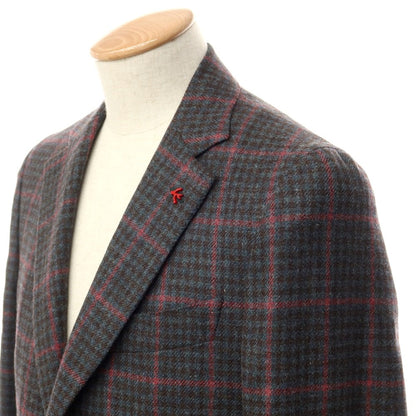 [Used] ISAIA SAILOR wool check tailored jacket, grayish blue x brown x pink [size 44] [BLU] [A/W] [Condition rank B] ​​[Men&