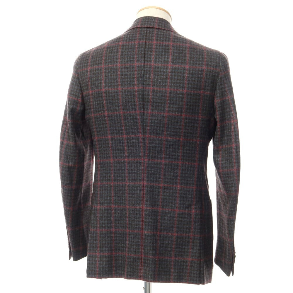 [Used] ISAIA SAILOR wool check tailored jacket, grayish blue x brown x pink [size 44] [BLU] [A/W] [Condition rank B] ​​[Men&